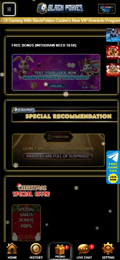 Blackpokies Casino promotions on mobile